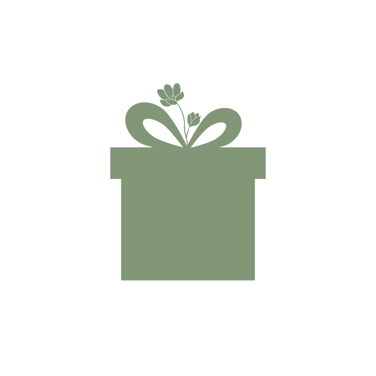a green box with a bow and a flower