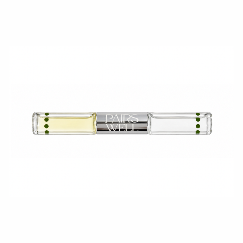 Dual ended glass roller ball with middle silver connector piece